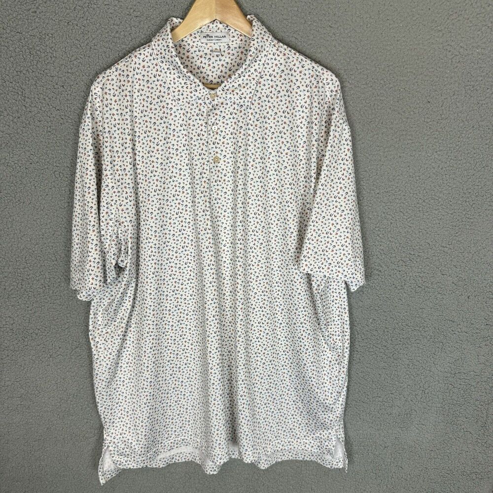 Peter Millar Shirt Mens XL Polo Short Sleeve Performance Summer Comfort‎ Swans